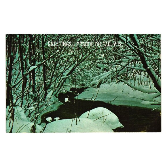 Greetings Prairie Du Sac WI Winter Wonderland Vintage Postcard L L Cook Co 88227 - Picture 1 of 2